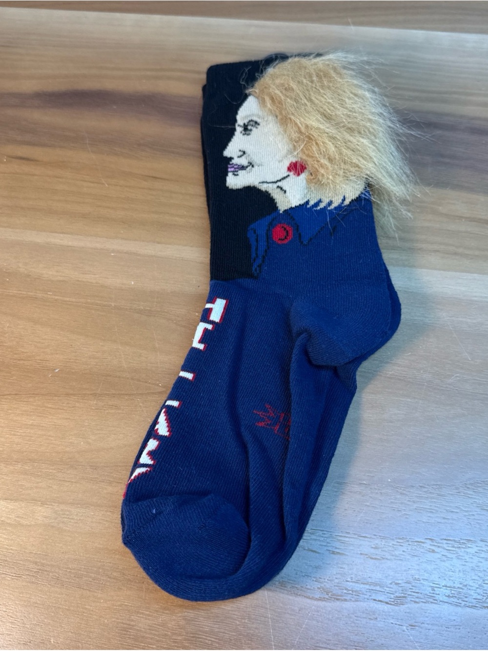 NEW‎ Hillary Clinton Gray Hair Funny Socks Unisex Crew Socks Blue/Navy One Size